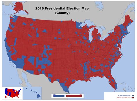 Map of 2016 Electoral Map By County